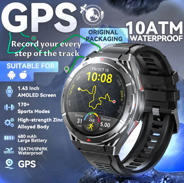 New Original 10ATM Ultra GPS Smart Watches Mens Rugged Smart Watches Women Military Electronic Waterproof Digital Bracelet