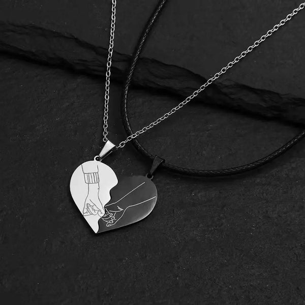 Fashion Stainless Steel Heart Puzzle Lock Key Pendant Couple Necklace Pendants Necklaces For Lovers Valentine's Day Jewelry