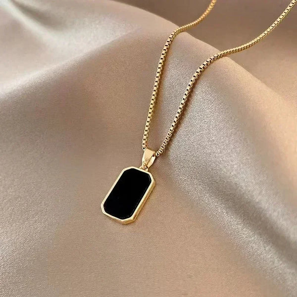 Women Neck Chain Black Exquisite Minimalist Square Pendant Choker Geometric Necklace Collar Chain Female Jewelry Party Gifts