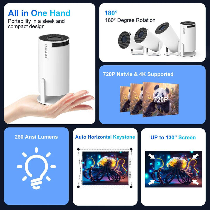 Transpeed 4K Wifi6 HY300 Pro Projector Android 11 260 ANSI Dual WIFI Allwinner H713 BT5.0 720P Home Cinema Outdoor Portable - My Store