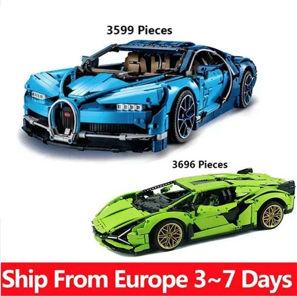 Building Blocks Set Constructor Kids Toys For Children Gift Bricks High Tech Car Kits Bugattied Chirons Lamborghinis Models