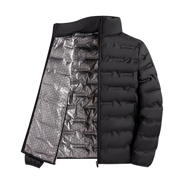 Graphene Self-heating Down Jacket Men Solid Windproof Pleated Down Jackets Stand Collar Classical Warm Winter Jackets Male