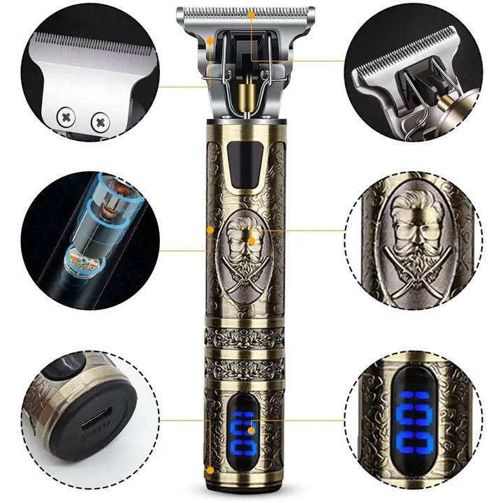 T9 LCD Electric Hairdresser Oil Shaving Head Electric Pusher Carving Electric Pusher Clipper Hair Precision Trimmer for Men Care Trendzz Store