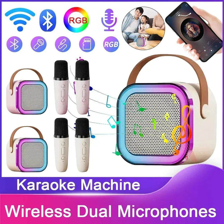 K12 Karaoke Machine Portable Bluetooth 5.3 PA Speaker System with 1-2 Wireless Microphones Home Family Singing Children's Gifts - My Store