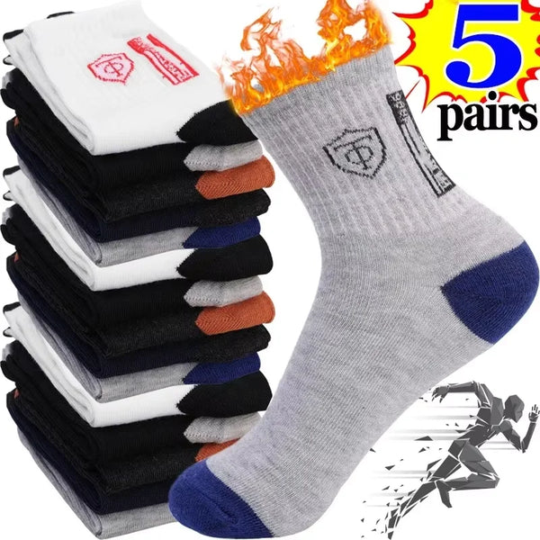 Breathable Cotton Sports Stockings Men Bamboo Fiber Autumn and Winter Men Socks Sweat Absorption Deodorant Business Sox Breathable Cotton Sports Stockings Men Bamboo Fiber Autumn and Winter Men Socks Sweat Absorption Deodorant Business Sox 5Pairs