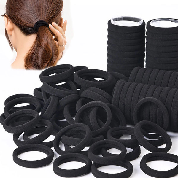 Black Hair Bands for Women Girls Hairband High Elastic Rubber Band Hair Ties Ponytail Holder Scrunchies Accessorie 50/100pcs