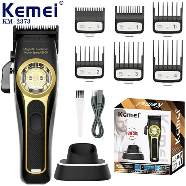 Kemei KM-2373 Hair Clipper Magnetic Levitation Motor Hair Trimmer Beard Electric Charging Base Men's Hair Cutting Machine